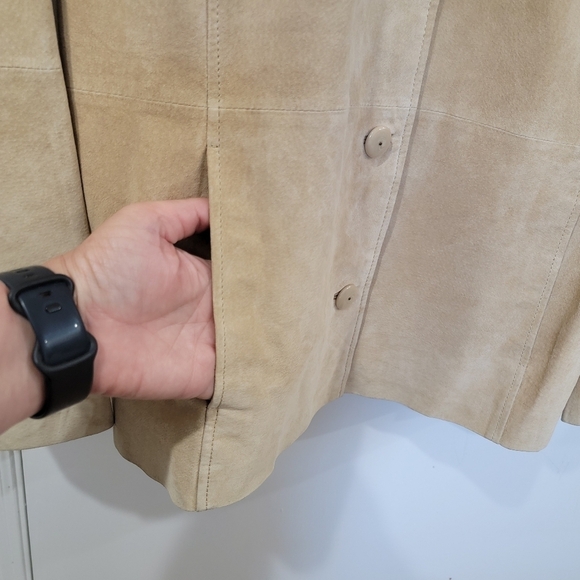 Parisian Signature Suede Coat Leather Jacket Light Tan Size 2X - Picture 4 of 16